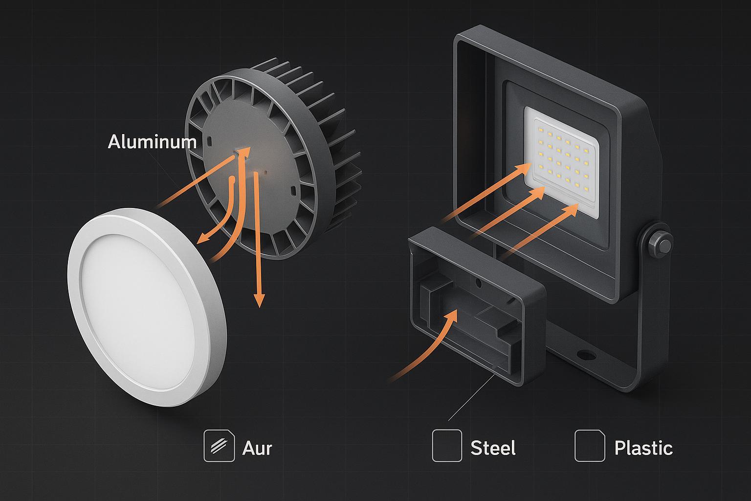 Melhor material de caixa de luz LED: alum&iacute;nio vs pl&aacute;stico vs a&ccedil;o