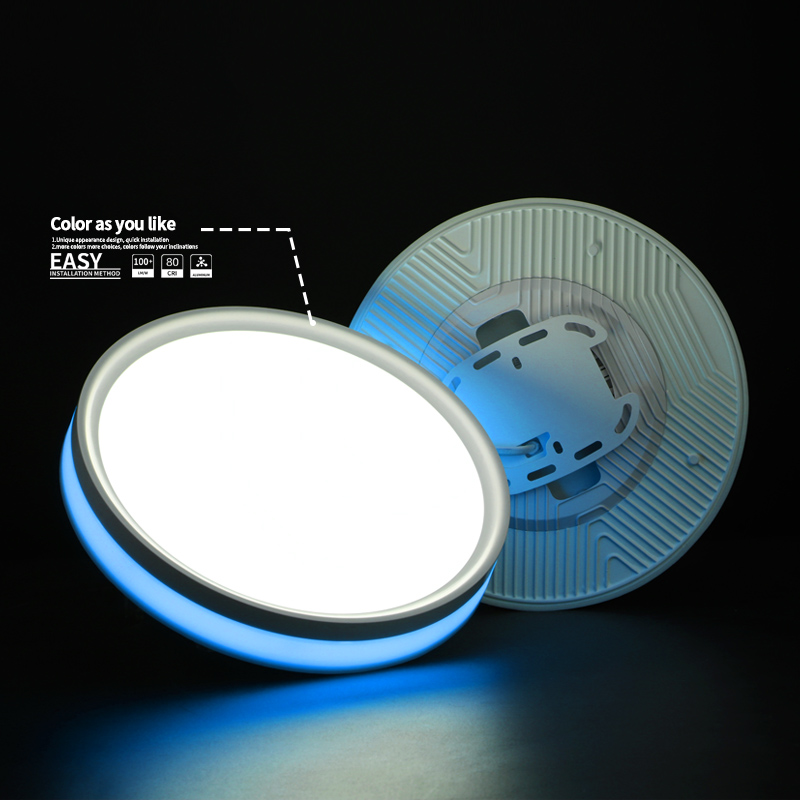 Luz de panel montada en superficie con anillo de color